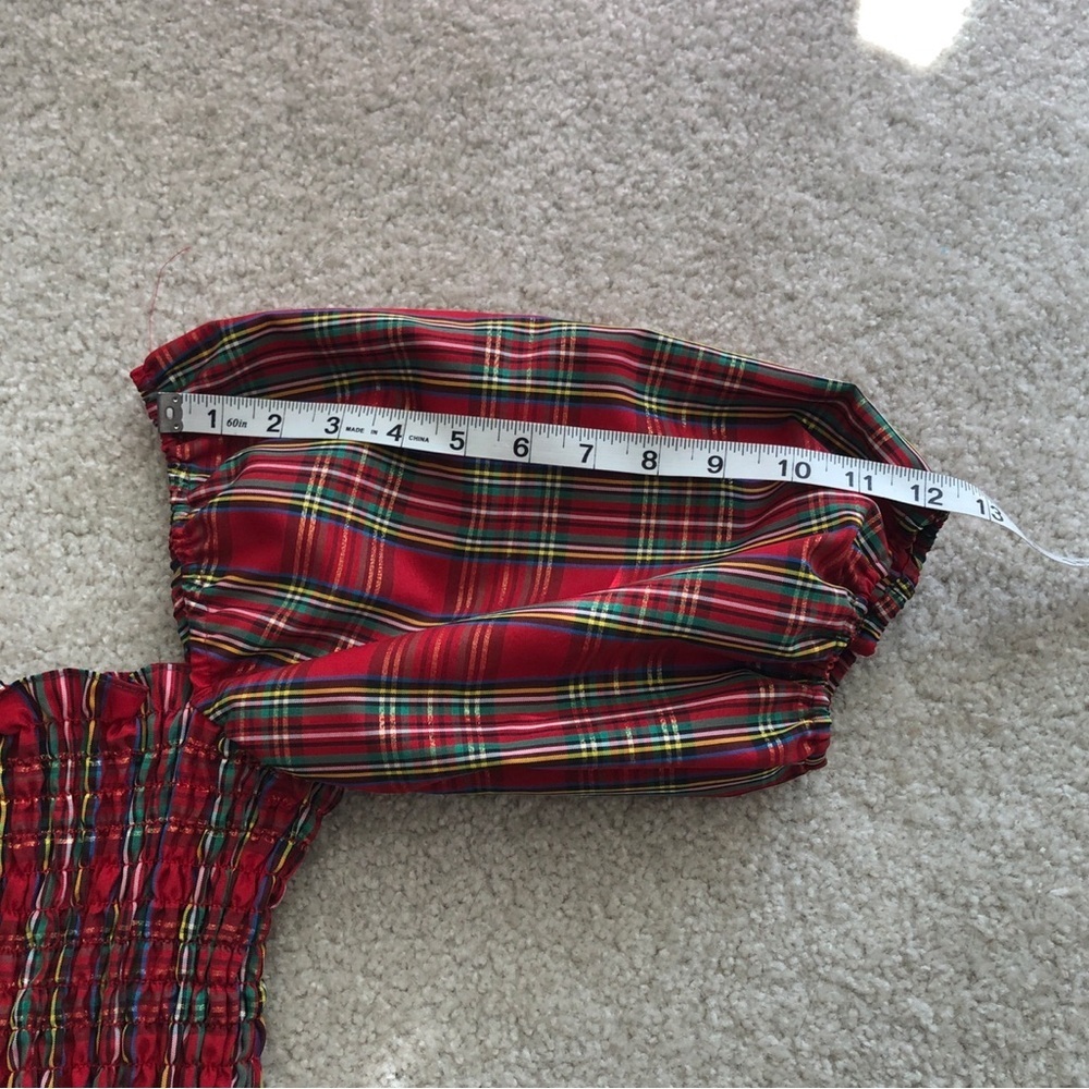 Bailey Harrison Red Plaid MIDI Puffer Sleeve Holiday Dress Size Medium - Picture 6 of 7